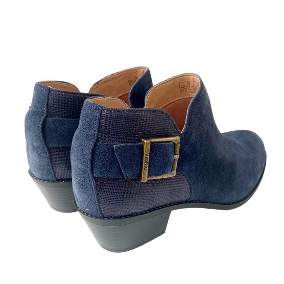 VIONIC Ama Blue Suede Round Toe Ankle Booties Water Resistant 9-1/2 Medium - Picture 7 of 12